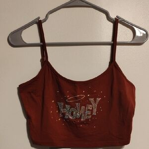 SHEIN Rust Color Graphic Crop Camisole Size Medium